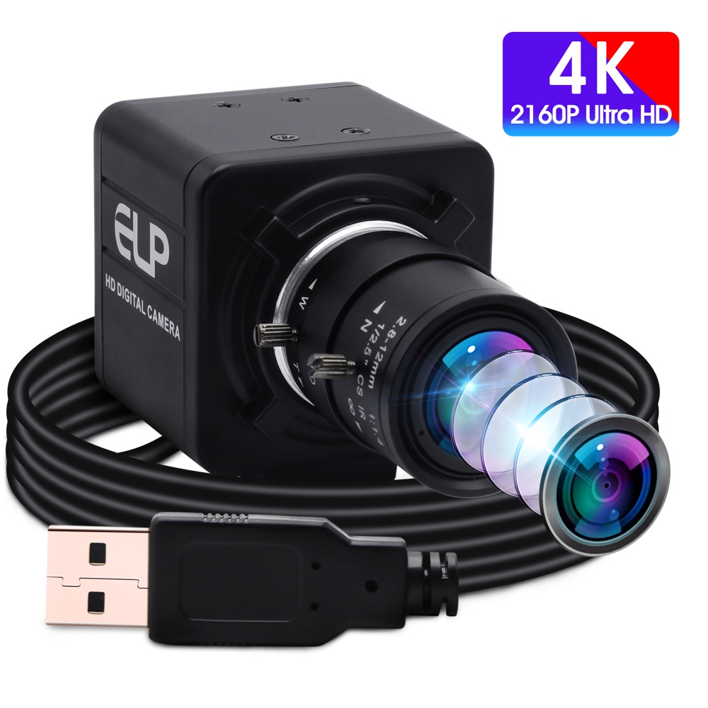 ELP 4K USB Webcam 2.8-12mm Manual Varifocus Lens Mini Case Sony IMX317 Industrial Machine Vision Mini Usb Webcam Video Conference Camera